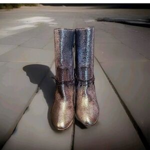 New Pinko Jeans ankle boots Silver Vero Cumo Made in Italy size 8.5 in US womans